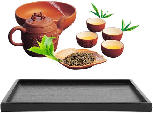 Solid Wood Serving Tray Rectangle Shape Tea Coffee Drinks Plate Snack Food Meals Breakfast Restaurant Platter Dining Tableware(14.17 x 10.63 inch)...