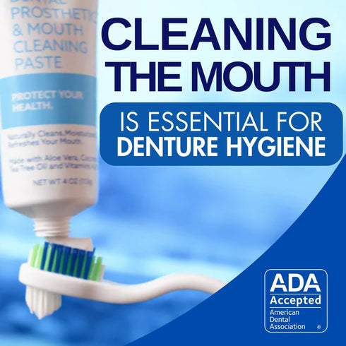 Dr. B Dental Solutions Cleanadent Denture and Gum Toothpaste, ADA Accepted All-Natural Denture Toothpaste for Adults - Removes Odors, Stains and A...