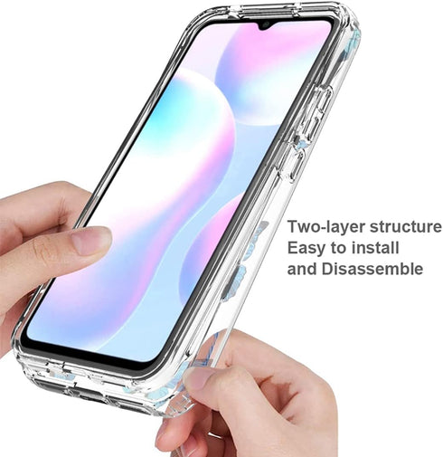 Case for Redmi 9A M2006C3LG/Redmi 9i M2006C3LII Case with Tempered-Glass Screen Protector, Clear Butterfly Pattern Full Body Protective Phone Cove...