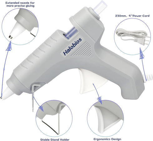Hot Glue Gun Kit, Halobios Fast Preheating Hot Melt Glue Gun with 20 Glue Sticks, Full Size Glue Gun for Making Decoration School DIY Crafts Proje...