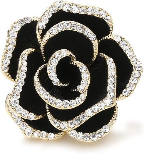 Elegant Crystal Blooming Rose Flower Brooch Lapel Pin Breastpin for Women Birdal Cardigan Hat Scarf Suit Sweater Floral Pins...