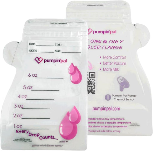 Pumpin' Pal Milk Storage Bags With Exclusive Temperature Sensing Indicator - QTY 50 6 oz zip lock top freezer storage bags...