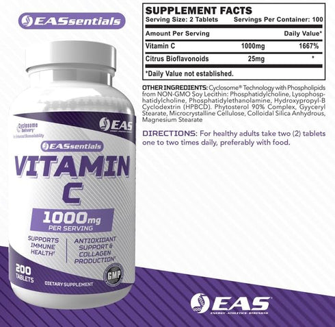 Vitamin C 1000mg | Supports Immune Health & Collagen Production | High Potency Antioxidant Support | Better Absorption with Cyclosome Delivery | 2...
