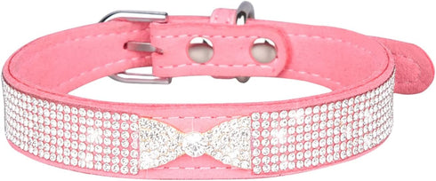 Small Dog Collar with Rhinestone Crystal Diamond Colorful Bling Girl Puppy Cat Collars (XS, Pink3)...