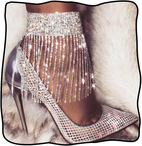 Rhinestone Anklets Jewelry Silver Sparkly Ankle Bracelets for Women...