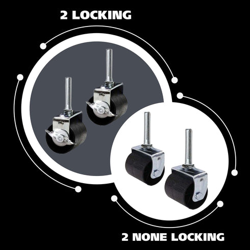 King's Brand Heavy Duty Caster Wheels for Bed Frame ~Set of 4~ (2 Locking & 2 None Locking)...