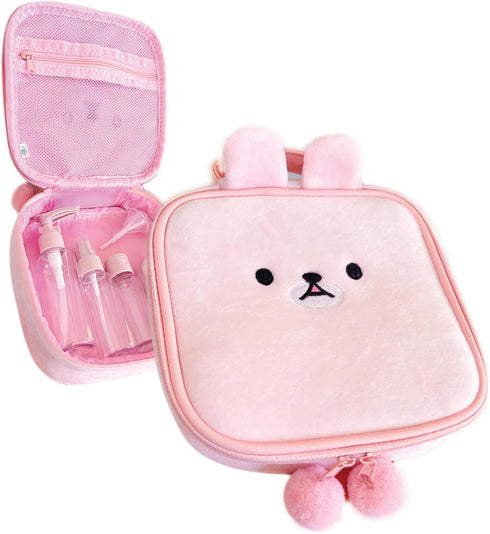na1 Cute Kawaii Plush Makeup/Cosmetic Bag With Inner Pocket and Handle and Zipper Closure for Convenient Travel and Portability, Soft Velvet Textu...