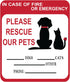 in Case of Fire Or Emergency Please Rescue Our Pets 5 Inch Front Door Window Alarm Alert Animal Pet Dog Cat Kitten Bird Rabbit Rescue House Home R...