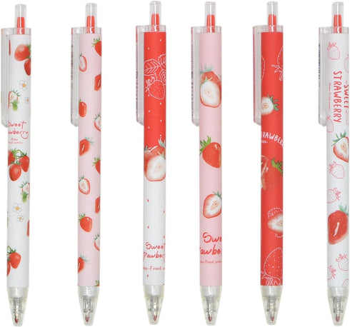 YYaaloa 12pcs Cute Strawberry Pens Black Gel Ink Pens Retractable 0.5mm Gel Pens Nice Gifts Fun Pens for Kids Girls Boys Christmas Gifts...
