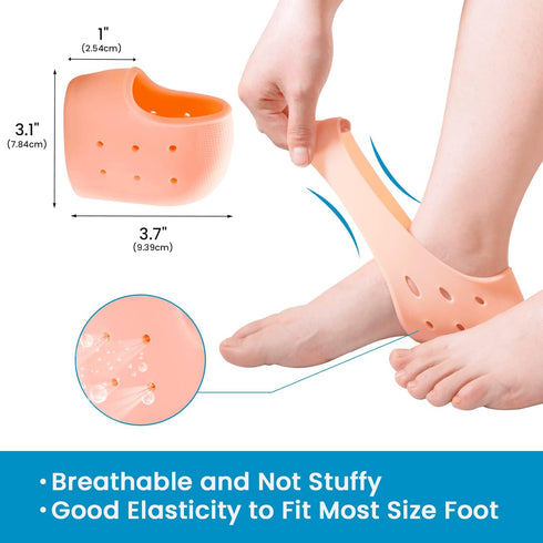 Heel Cups for Heel Pain, Sumiwish 6 PCS Thick Heel Support for Plantar Fasciitis, Silicone Heel Protector Pads, Heel Cushion for Bone Spur and Hee...