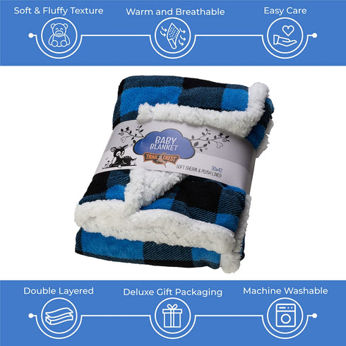 Ultra Soft Sherpa Fleece Plaid Baby Blanket | Cozy, Plush Throw Blanket for Kids | Reversible Plaid | Washable | Wide Size for Extra for Warmth & ...