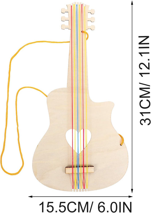 2pcs Graffiti Painting Guitar Toys Kids DIY Crafts Wooden Guitar Toy for Kids Graffiti Wooden Guitar Toy Wooden Graffiti Guitar Toy Wood Guitar Wo...