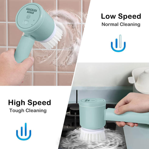 Electric Spin Scrubber, Folding Electric Cleaning Brush for Bathroom Rechargeable Shower Scrubber Power Scrubber Cordless with 3 Replaceable Clean...