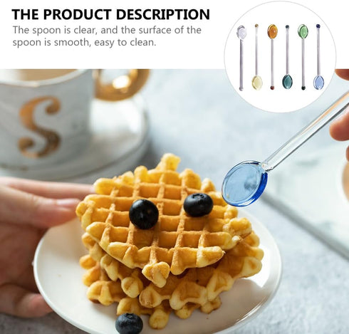 6Pcs Coffee Spoon Glass Tasting Spoon Teaspoon Stirring Spoon for Tea Dessert Cocktail Appetizer Cold Drink...