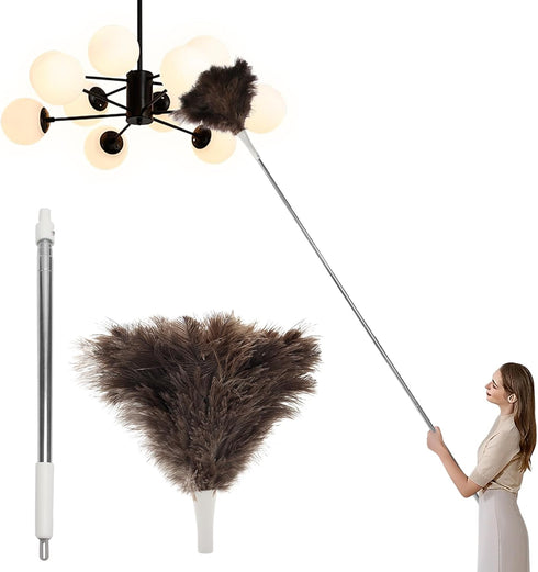 Ostrich Feather Duster Pole up to 72Inch,Extendable Feather Duster Used for Home Cleaning Ceilings Furniture Fans...