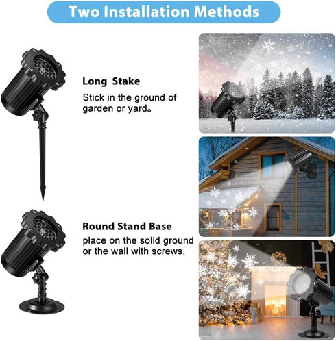Snow Projector Lights, Christmas Snowflake Night Projection Lamp, IP65 Waterproof Outdoor LED Snow Spotlight for Halloween Holiday Party Home Deco...