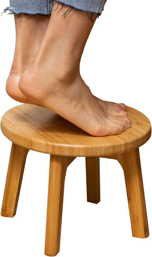 GOBAM Bamboo Step Stool, 7.3 inches - Sturdy Foot Stool for Adults and Kids, Portable Wooden Stool for Kitchen, Bathroom, Bedroom, or Toy Room - 3...