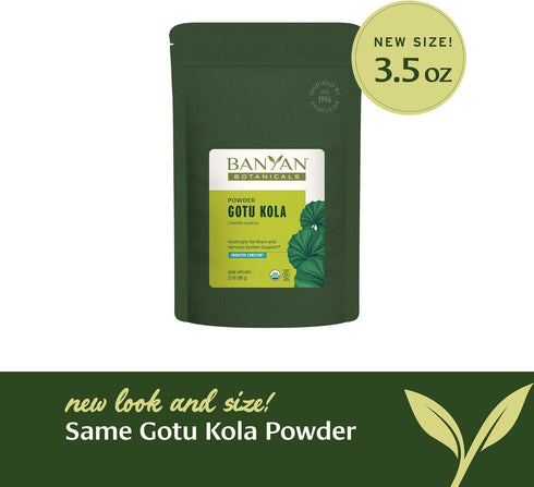 Banyan Botanicals Gotu Kola Powder – Organic Brahmi (Centella Asiatica) – Calming Nootropic Herb for Nervous System Support & Healthy Skin* – 3.5 ...