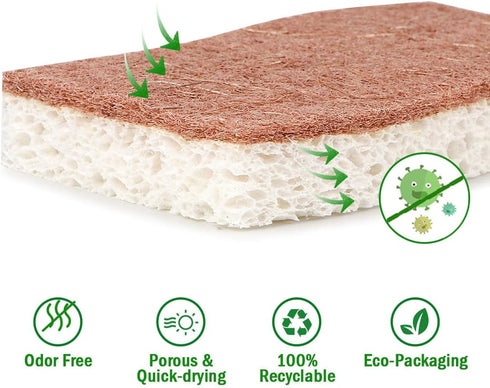 AIDEA Non-Scratch Scrub Sponge-12Count, Natural Sponges for Non-Stick Cookware, Sponges Kitchen, Cellulose Sponges for Dishes, Cleaning Sponge for...