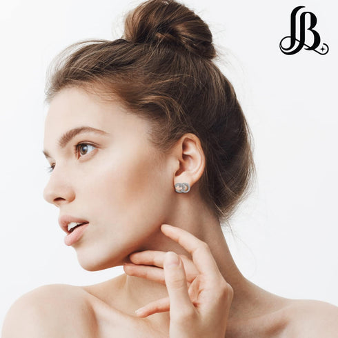 Double C Earrings for Women | Designer Earrings Chic Letter Design Earrings | Lovely Gift - ER-1005-Silver...