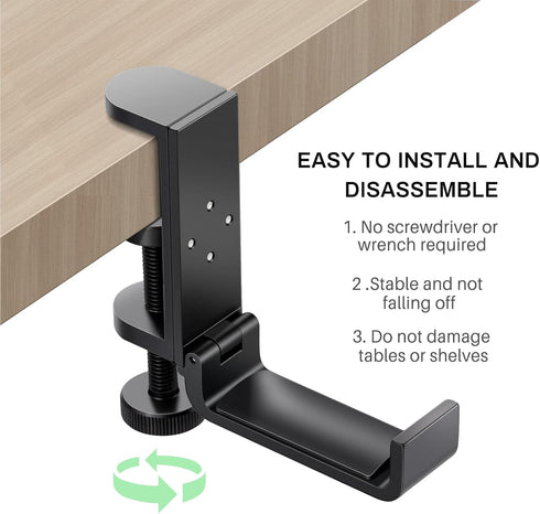 all aluminum foldable headphone holder for desk, headphone hook for desk,backpack hook for desk,space save universal headphone stand for gaming PC...