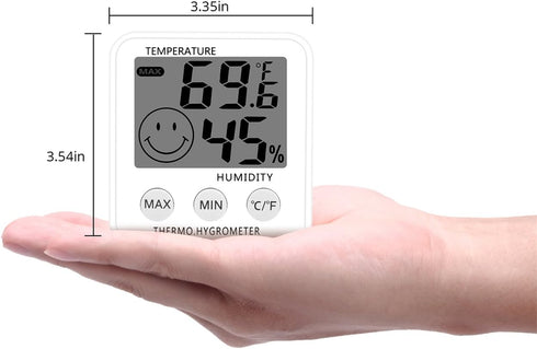 Digital Thermometer Indoor Hygrometer Humidity Meter Room Temperature Monitor Large LCD Display Max/Min Records for Home Car Office White by SoeKoa