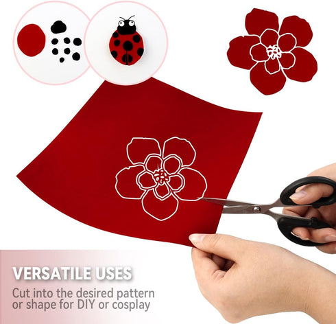 10 PCS Self Adhesive Felt Sheets, 8.3" x 11.8" Velvet Flock Backing Paper Liner Felt Wallpaper for Jewelry Drawer Craft Box Felt Liner (Red)...