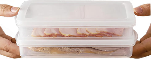2 Pack-Bacon Keeper, Deli Meat Saver Cheese Cold Cuts Plastic Food Storage Containers with lids for Refrigerators,Lunch Box Christmas Cookie Holde...