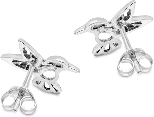 AeraVida Adorable Little Hummingbird in Flight .925 Sterling Silver Earrings | Nature-Inspired Sterling Silver Earrings for Women | Bird-Themed Je...