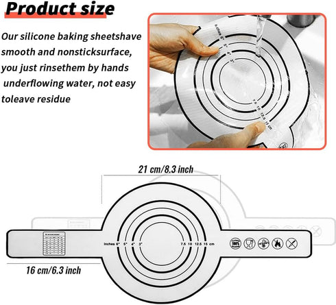 Silicone Baking Mat 8.3 Inches Silicone Bread Sling,Dough Mat for Dutch Oven Sourdough Bread Baking Mat With Long Handle Silicone Bread Sling, Reu...