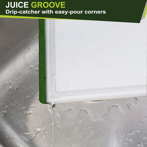 Kitchen Plastic Cutting Board Set | BPA-Free Chopping Boards with Non-slip Feet, Juice Grooves, and Dishwasher Safe Design | White Color | Include...