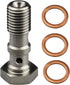 Universal Stainless Steel -3 AN 3/8" x 24 UNF Thread Turbo Brake Line Banjo Bolt with 3pcs Copper Washers, Double Banjo Bolt 31mm Length...