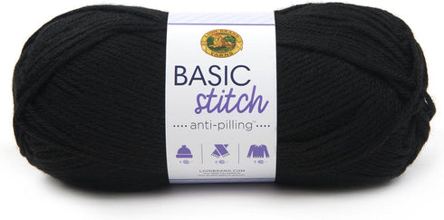 Lion Brand Yarn Basic Stitch Anti-Pilling Knitting Yarn, Yarn for Crocheting, 1-Pack, Black...