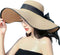 Women Girls Large Brimmed Garden Beach Sun Hat Big Summer Sun Hat Swimming Garden Beach Straw Hat Cap with Black Ribbons UPF 50+ for Traveling (Kh...