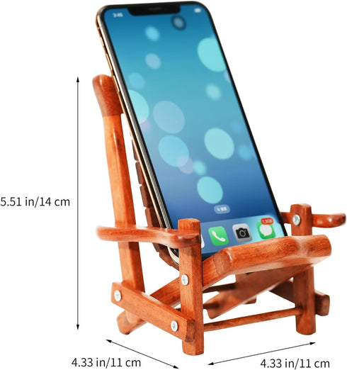 Wood Cell Phone Stand,Wooden Folding Chair,Cute Phone Holder Compatible with iPhone 15 Pro Max 14 Plus 13 12 se,Natural Wood Smartphone Holder for...
