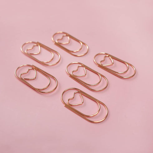 Jumbo Rose Gold Paper Clips Decorative Heart 1.5" Paperclips with Clips Holder for Home, School and Office Supplies 30 Pcs (Heart, Rose Gold)...