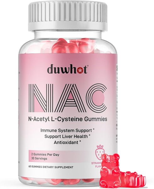 NAC Gummies 600mg, N Acetyl Cysteine Supplement NAC Chewable for Antioxidants & Immune Support, Lung & Liver Health, Natural Strawberry Flavor, 60...