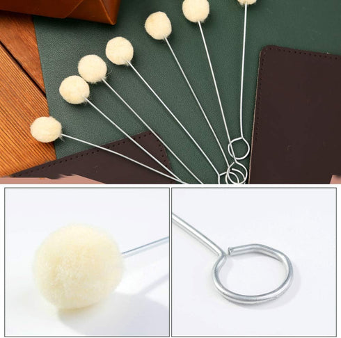 BUTUZE Wool Daubers Wool Daubers Ball Brush Leather Dye Tool with Metal Handle Wool Daubers for Leather Dyes for DIY Crafts Projects (50 Pcs)...