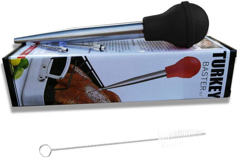 Turkey Baster for Cooking, Stainless Steel Turkey Baster Syringe with Cleaning Brush and Marinade Injector, Black...