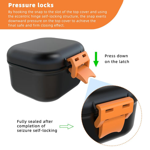 ARGOMAX Leak Proof Denture Bath Cup, Portable Soaking Denture Box, Denture Bath Case with Strainer, for Dentures and Braces (Black + Orange)....