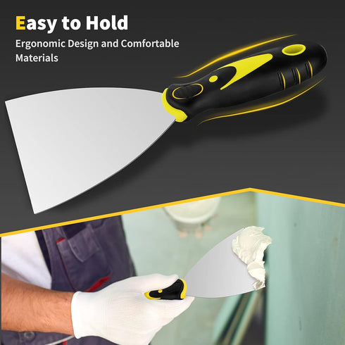 Putty Knife, 4Pcs Spackle Knife Set (2, 3, 4, 5 in), Stainless Steel Paint Scraper, Taping Knife Tool for Repairing Drywall, Removing Wallpaper, A...
