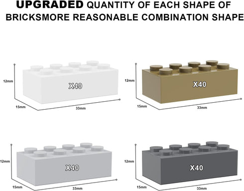 160 Pcs Classic Building Bricks, 2x4 Bulk Bricks, Compatible with Lego Parts and Pieces, Creative Building Block Toys for Boys Girls Ages 6 7 8 9 ...