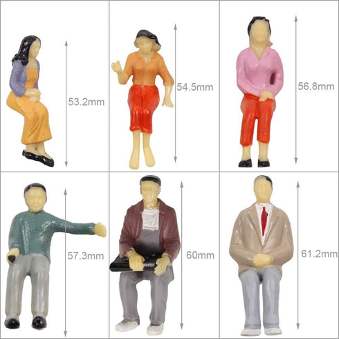 P25S 12pcs All Seated 1:25 Painted Passengers Figures G Scale Person for Model Railway Trains...