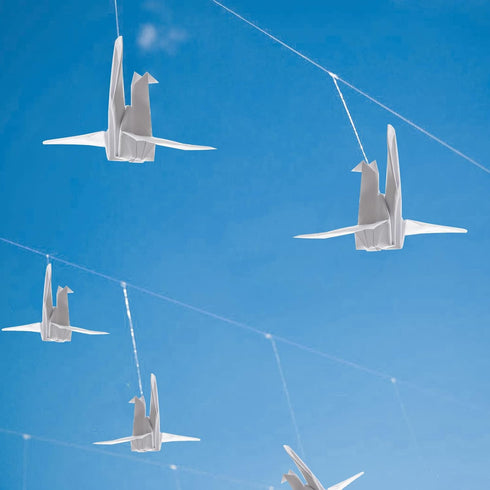WANDIC 100 Pcs Origami Paper Cranes, Handmade Folded Origami Paper Crane String Garland for Wedding Party Backdrop Home Decoration, White...