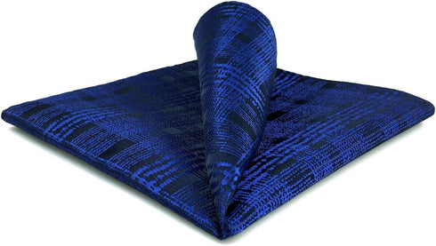 S&W SHLAX&WING Ties for Men Silk Neckties Extra Long Cobalt Blue Plaid Matching Bow-tie with Pocket Square...