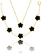 Four Leaf Clover Necklace and Bracelet Set for Women Lucky Flower 14K Gold Jewelry...