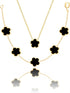 Four Leaf Clover Necklace and Bracelet Set for Women Lucky Flower 14K Gold Jewelry...
