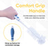 Superio Bottle Brush Scrubber Long, Blue and White Baby Bottle Brush with Rubber Grip Handle...