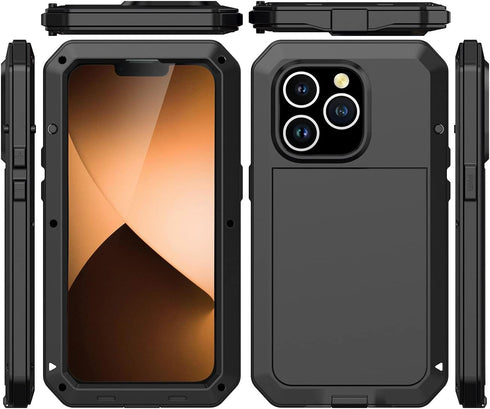 Marrkey for iPhone 13 Pro Max Case,360 Full Body Protective Cover Heavy Duty Shockproof Tough Armour Aluminum Metal Case with Silicone Built-in Sc...