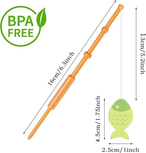 Boao 40 Pieces Mini Fish Pole Decoration Little Fisherman Fishing Pole Picks Mini Cupcake Picks for Birthday Party Tropical Party Appetizer Cake D...